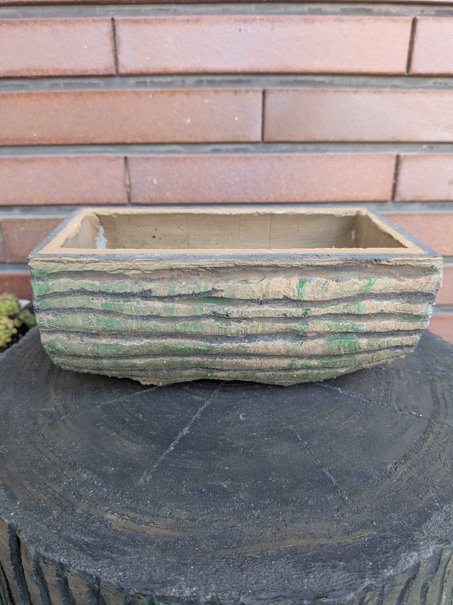 セメントプランター 19cm モダン - 多肉植物 ハーブ栽培 排水穴付き - NoelHatch